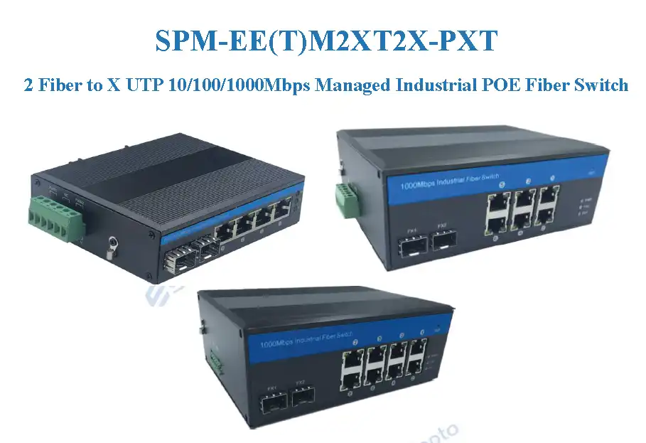 SPM-EEM2XT2X-PXT 10/100/1000Mbps Managed Industrial POE Fiber Switch